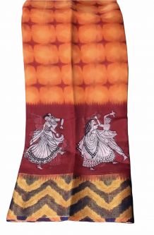 Orange and Red Fancy Dance Saree